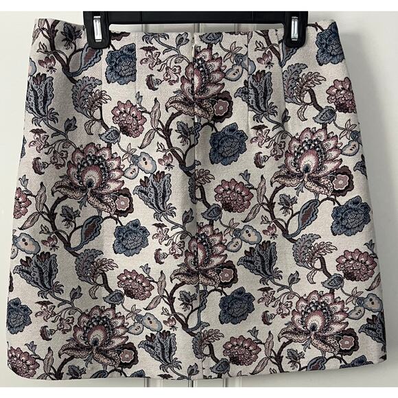 LOFT Outlet Floral Tapestry A-Line Mini Skirt Size 10 Fully Lined - Picture 2 of 8